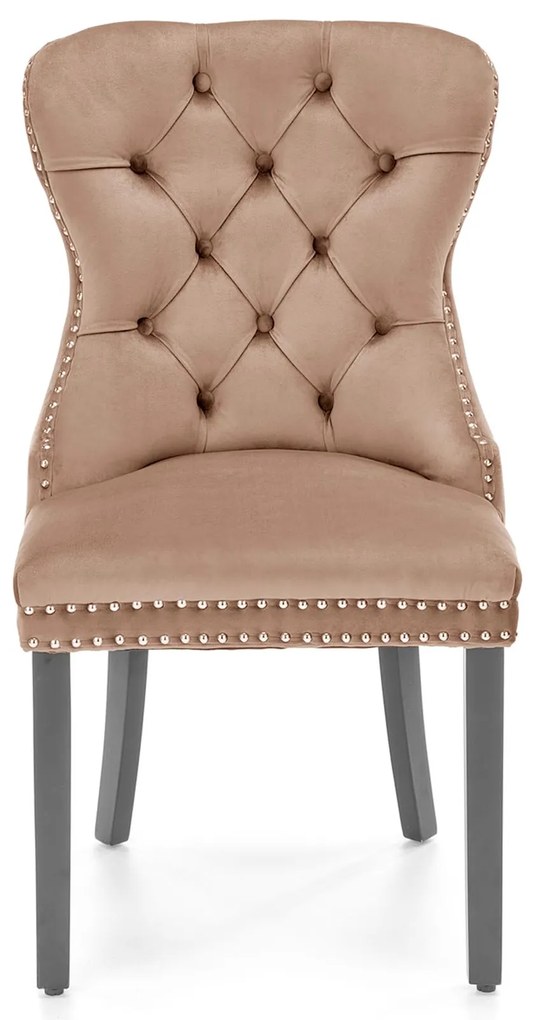 Krzesło tapicerowane czarny/beż welur pikowane kołatka MIYA