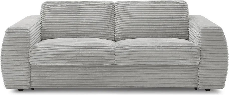 Jasnoszara sztruksowa rozkładana sofa do spania 240 cm Hugo – Bobochic Paris