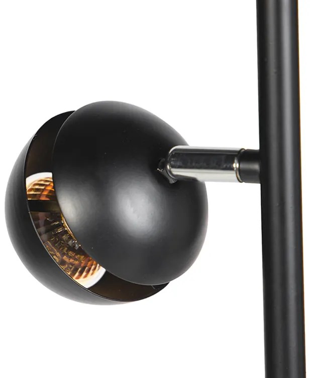 Nowoczesna lampa stojąca 3-punktowa czarna ze złotym wnętrzem - Buell Deluxe Nowoczesny Oswietlenie wewnetrzne