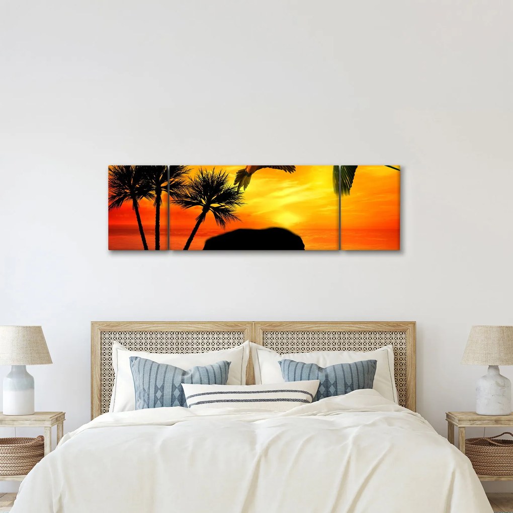 Obraz - papugi i słonie (170x50 cm)