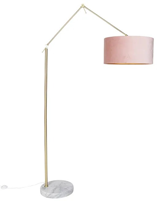 Nowoczesna lampa podłogowa złota z abażurem z aksamitu w kolorze różowym 50 cm - Editor Nowoczesny Oswietlenie wewnetrzne