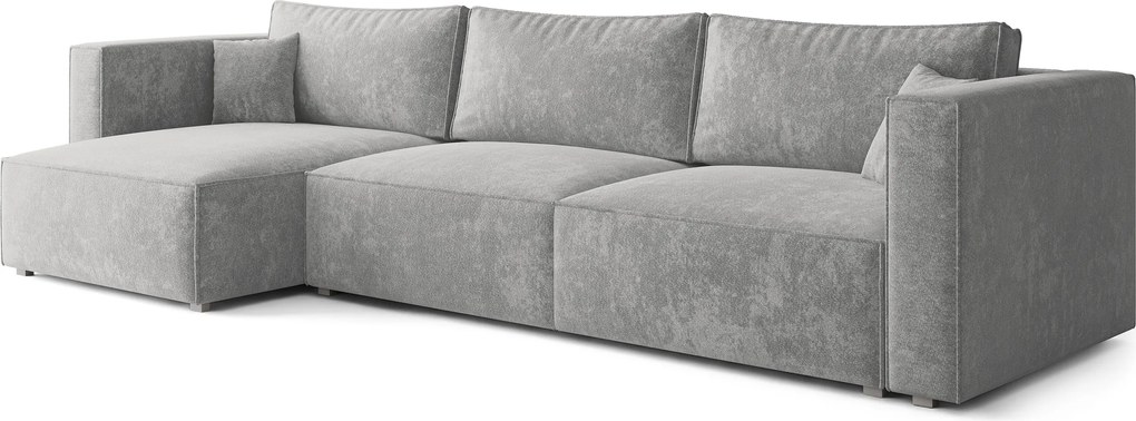 Masseno Narożnik TOLMO z funkcją spania i pojemnikiem na pościel Narozniki L, Rozkładana sofa - Jasznoszary, LUMO 65