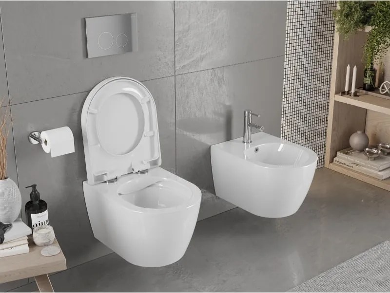 Mexen Carmen miska wc Rimless z deską wolnoopadającą twarda, duroplast, biała połysk - 30880200
