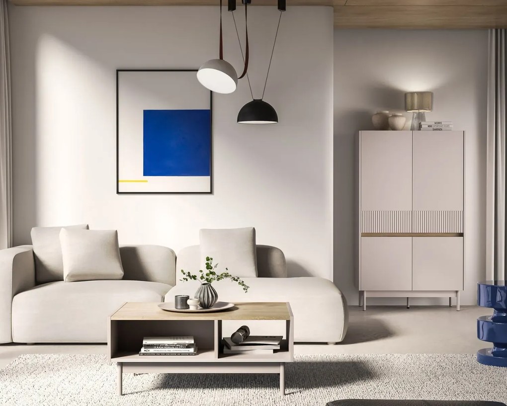 Stolik kawowy DUMI 90x60 kaszmirowy/dąb cremona ML MEBLE