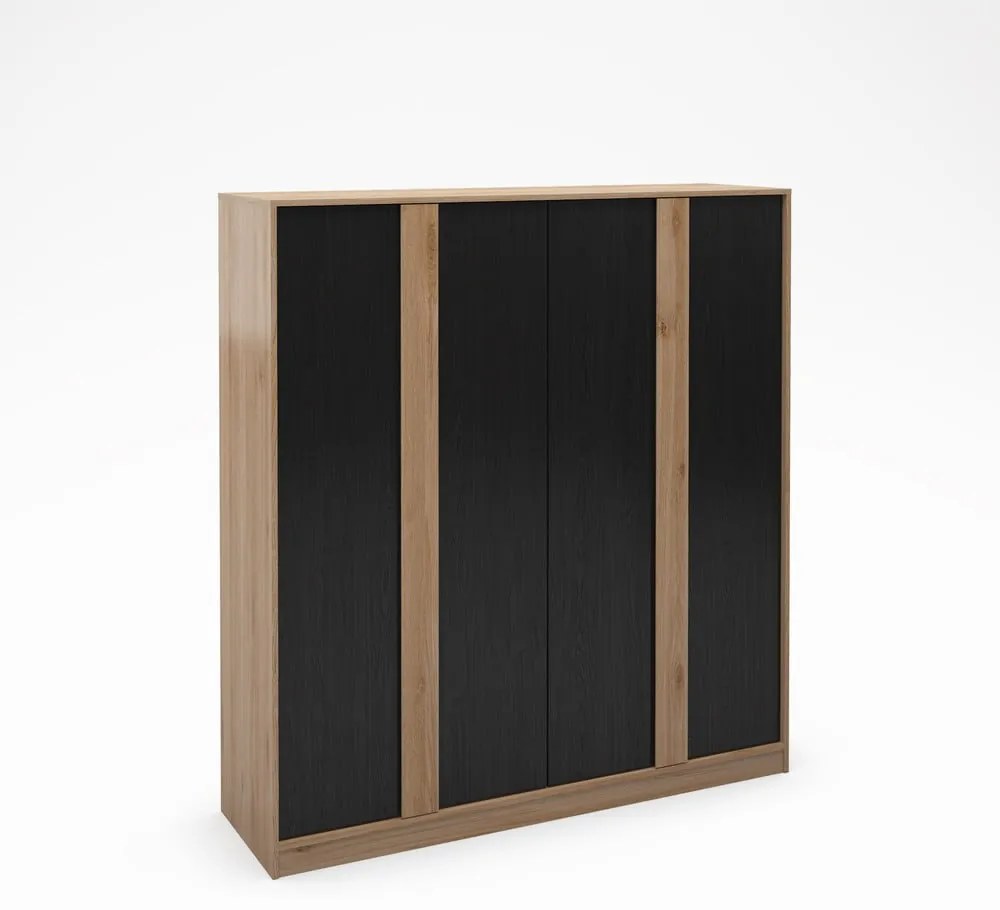 Czarno-naturalna szafa w dekorze dębu 180x197,5x53 cm Dennis – Marckeric