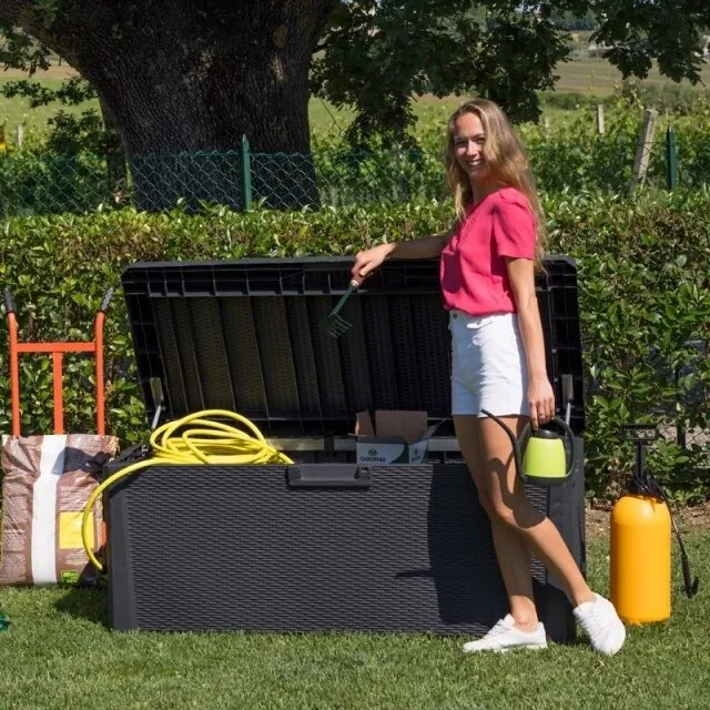 Skrzynka ogrodowa Santorini Plus szara, 560 l