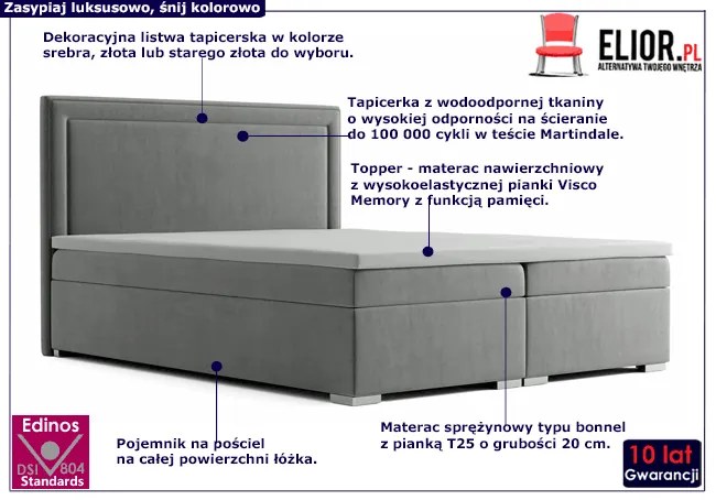Podwójne łóżko ze schowkiem Bravino 140x200 - 32 kolory