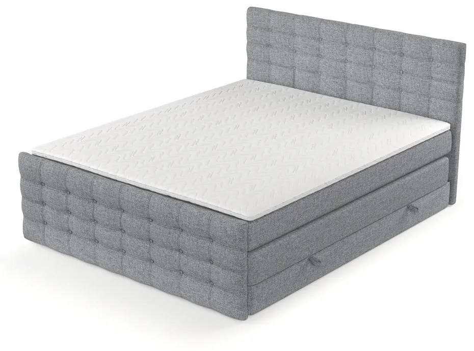 Szare łóżko boxspring ze schowkiem 160x200 cm Blend – Maison de Rêve