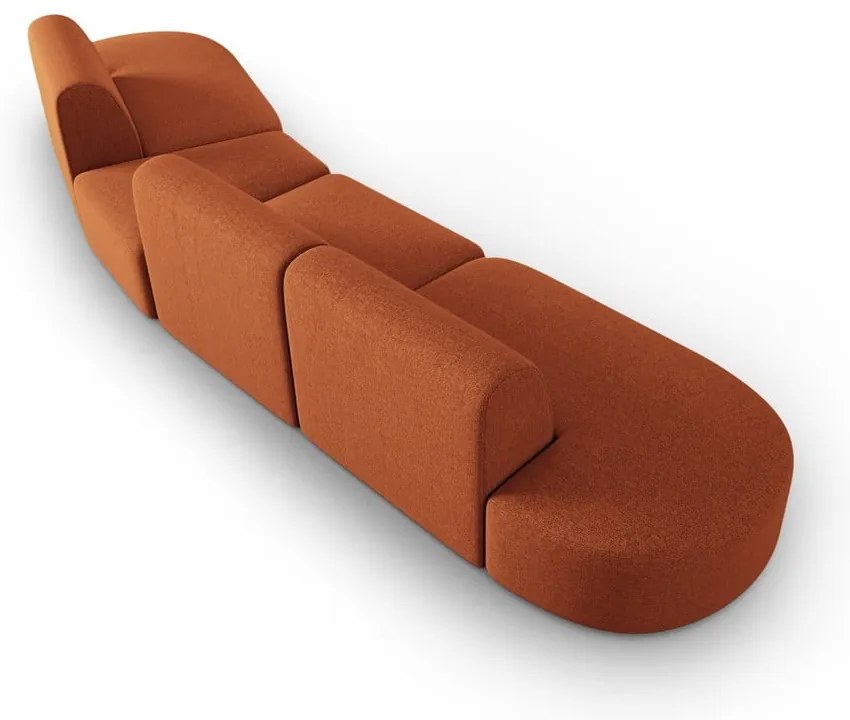 Sofa z tkaniny szenilowej prawostronna w kolorze terakoty 428 cm Paolo – Milo Casa