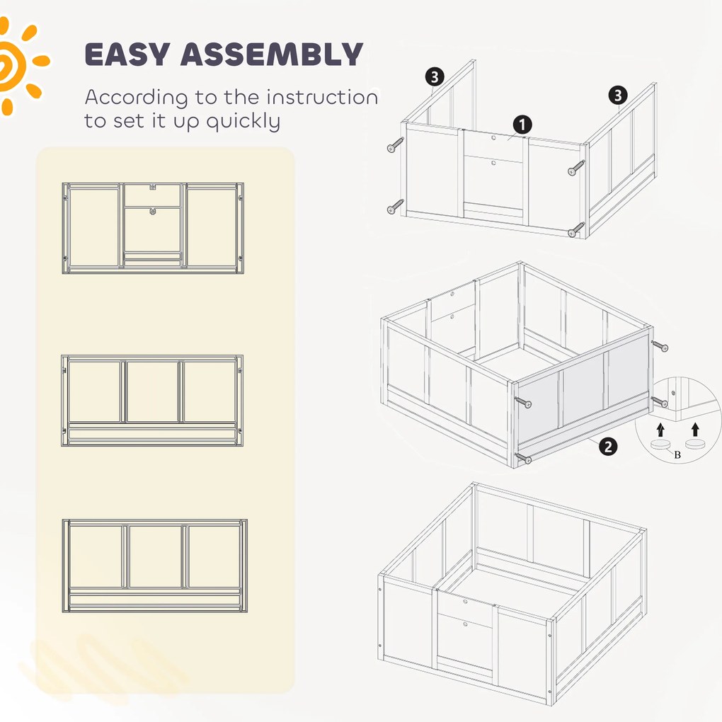 PawHut Kojec dla Szczeniąt dla Małych i Średnich Ras Psów, Biały z Regulowanym Wejściem i Antypoślizgowymi Podkładkami