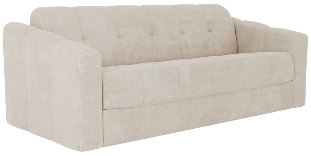 Kanapa 4-osobowa rozkładana typu express z beżową teksturowaną tapicerką - Miejsce do spania 160 cm - Materac 22 cm - DARIELO