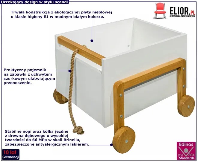 Biały kontenerek na zabawki A3-S63
