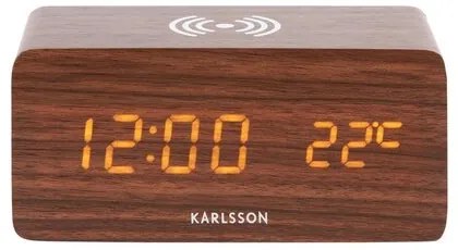 Karlsson 5933DW LED budzik/zegar z funkcją ładowania 15 cm, brązowy