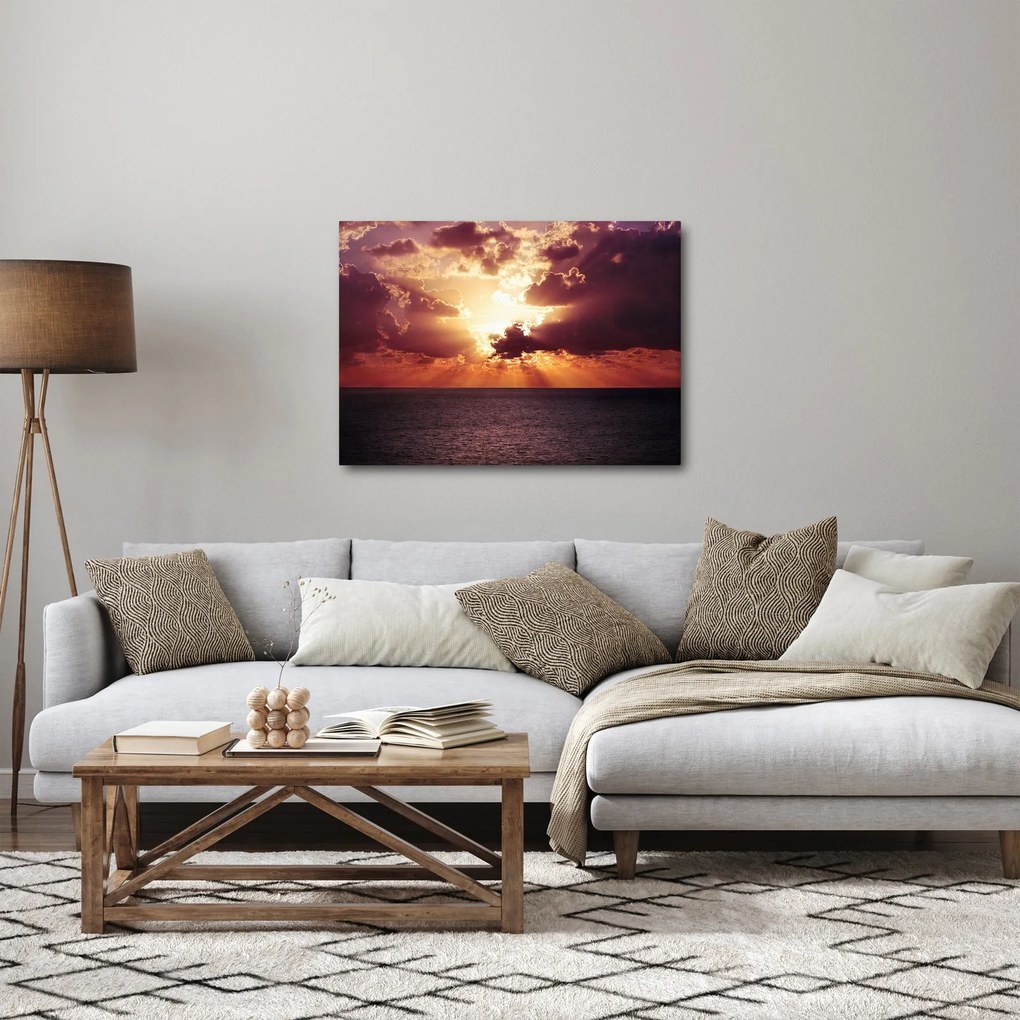 Obraz słońca za chmurami (70x50 cm)