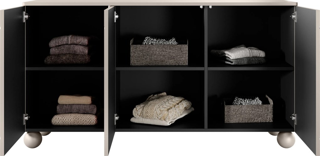 Komoda Sonatia II 150 cm trzydrzwiowa - kaszmir / nogi kule