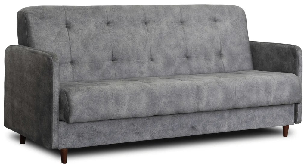 Sofa z Funkcją Spania TIVOLI Wersalka Rozkładana Dwuosobowa Szara Welurowa Nowoczesna do Salonu