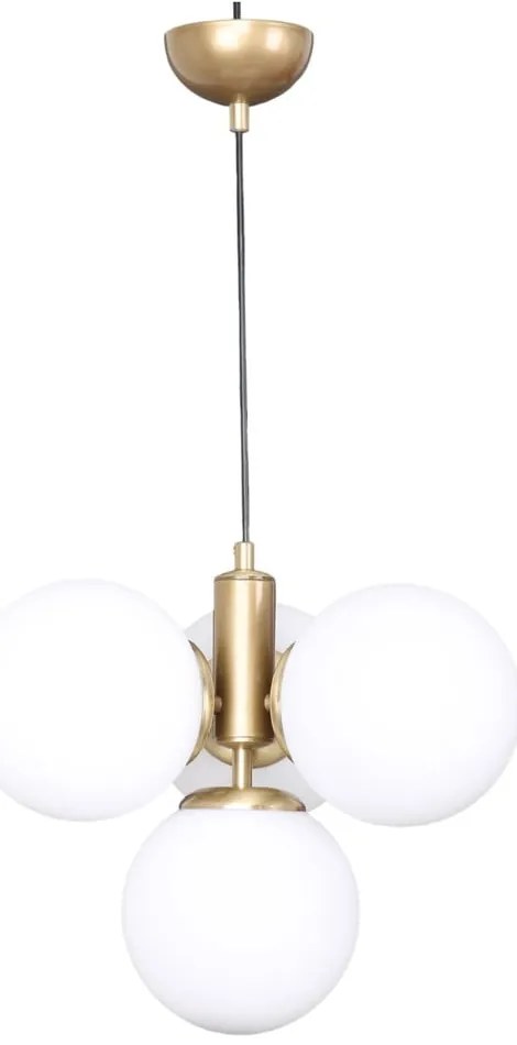 Lampa wisząca w biało-złotym kolorze ze szklanym kloszem ø 15 cm Hector – Squid Lighting