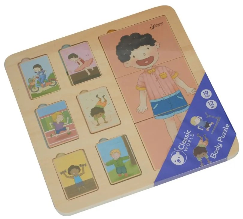Classic world tablica edukacyjna ciało ludzkie układanka klocki puzzle dla dzieci dopasuj montessori 19 el.