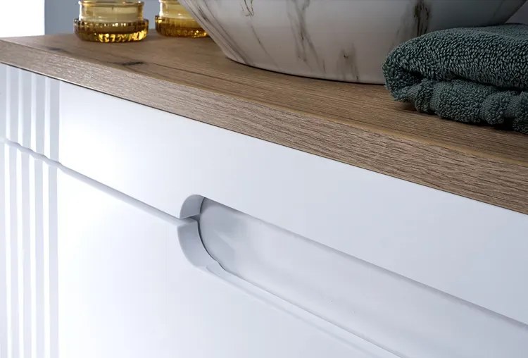 Biała szafka na 2 umywalki z szufladami 120 cm C7-T85