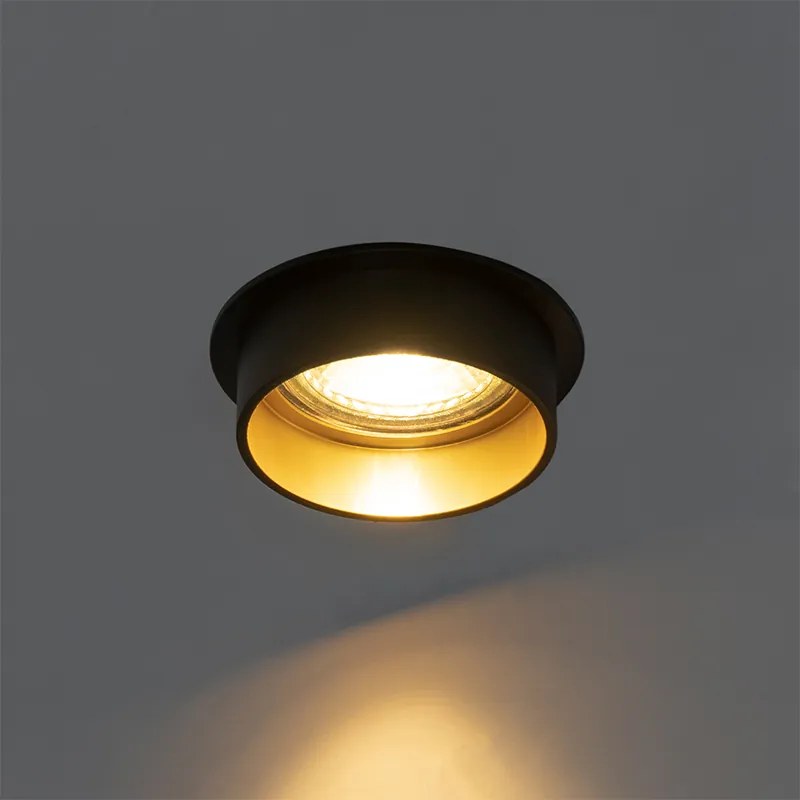 Zestaw 6 nowoczesnych reflektorów wpuszczanych czarno-złotych - Insta