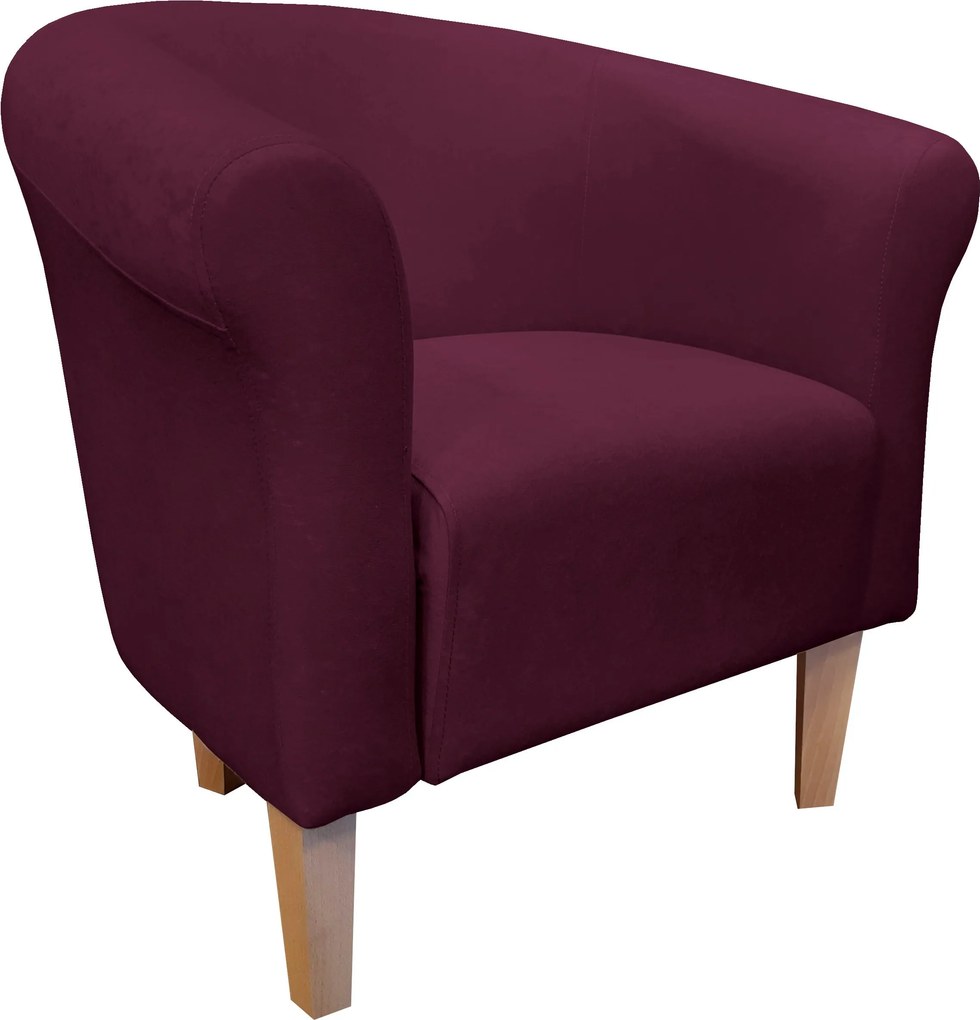 Fotel Milo tkanina Mikrofaza stylowy fotel do salonu i sypialni : Kolor nogi - Drewno, Kolor tkaniny - 11 MIKROFAZA, Wysokość nogi - 20 cm