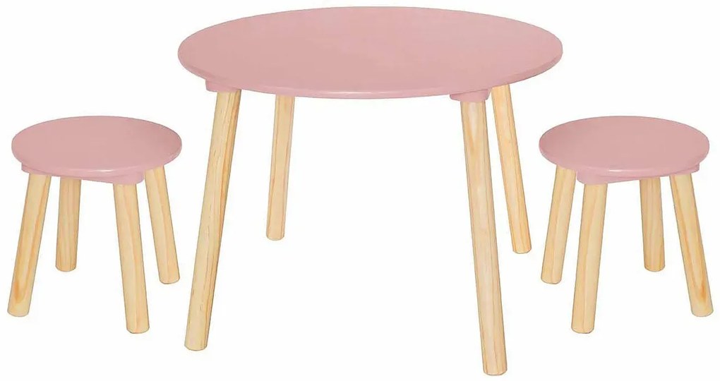 Różowy zestaw dla dziewczynki stolik z taboretami P0-S43