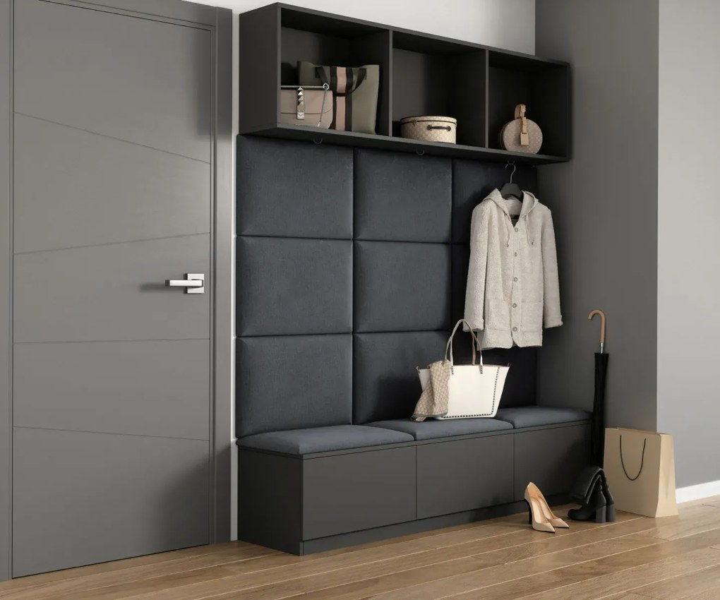 Zestaw 12 paneli tapicerowanych QUADRATTA 180x120 ciemnoszary ELTAP
