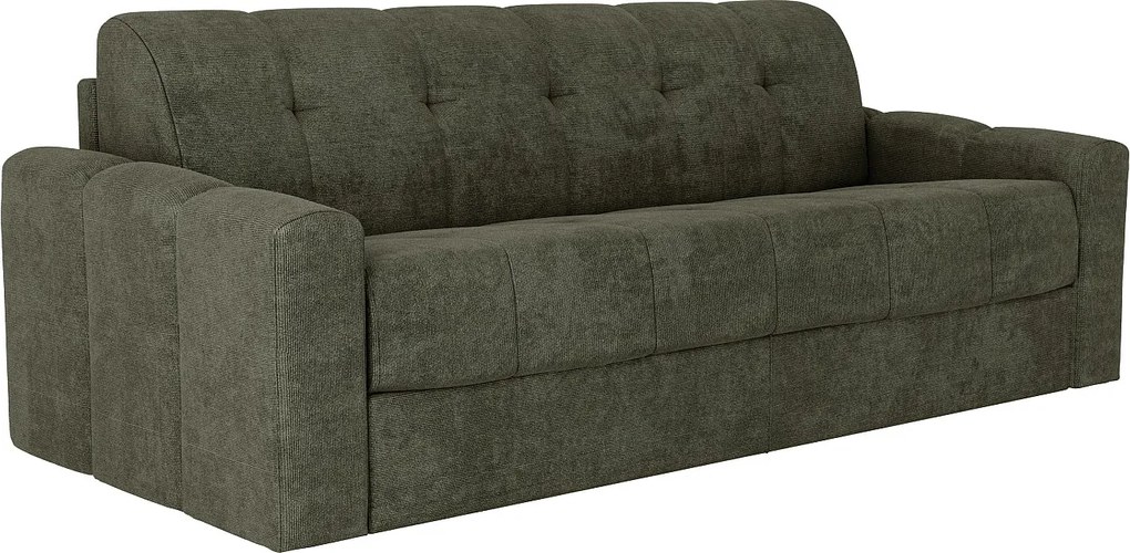 Kanapa 4-osobowa rozkładana typu express z teksturowanej tkaniny w kolorze khaki - Powierzchnia spania 160 cm - Materac 22 cm z pianką z pamięcią kształtu - DARIELO