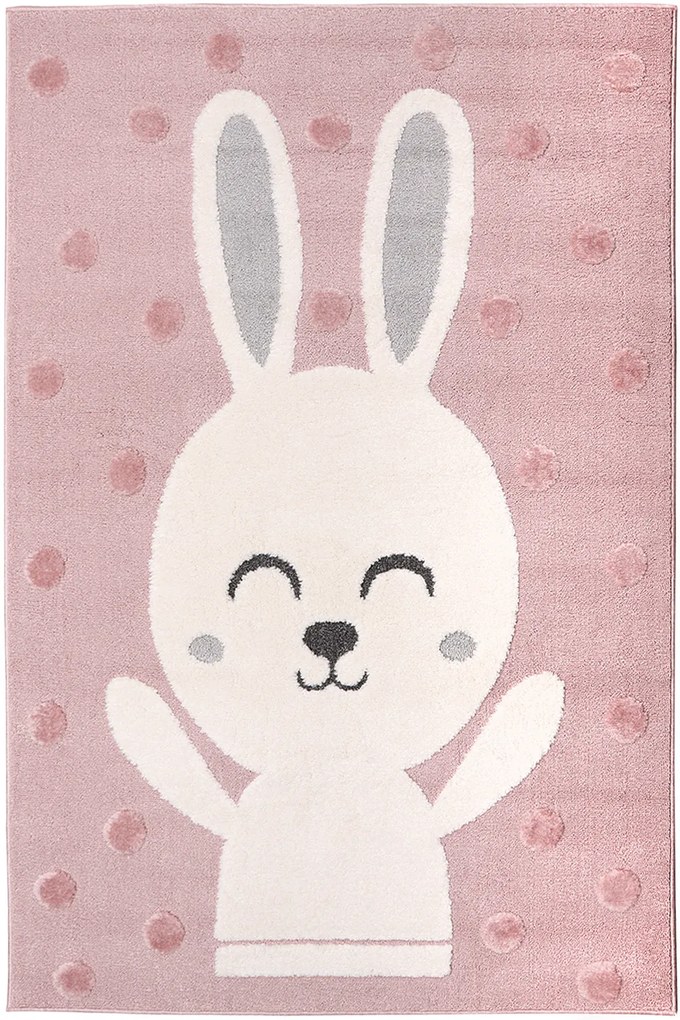 Dywan Skandi Kids Króliczek różowy 100x150 Prostokąt