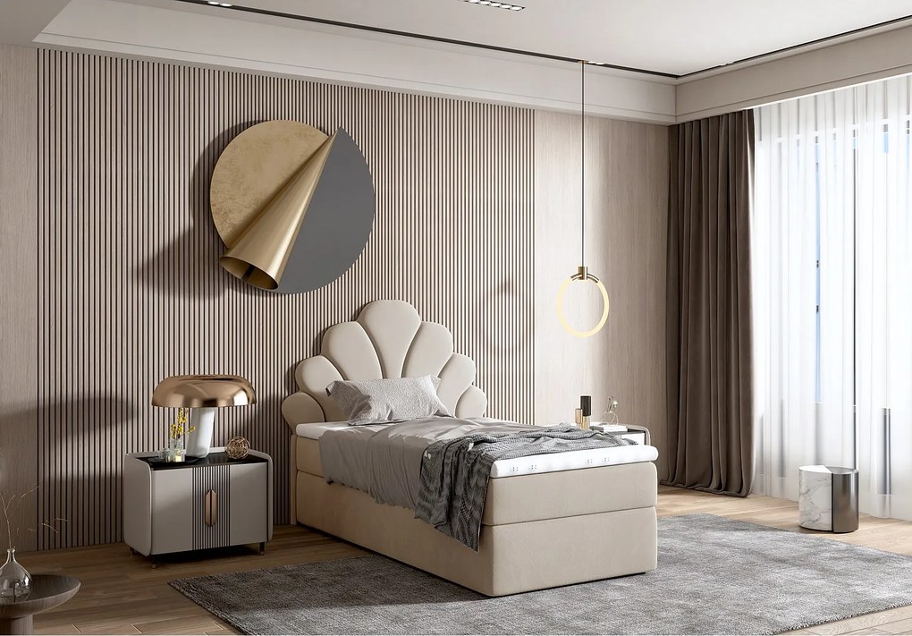 Stylowe łóżko tapicerowane PERŁA 80x200 cm w tkaninie salvador 02 beżowy