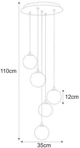 Lampa z wiszącymi beżowymi kulamo R1-H58