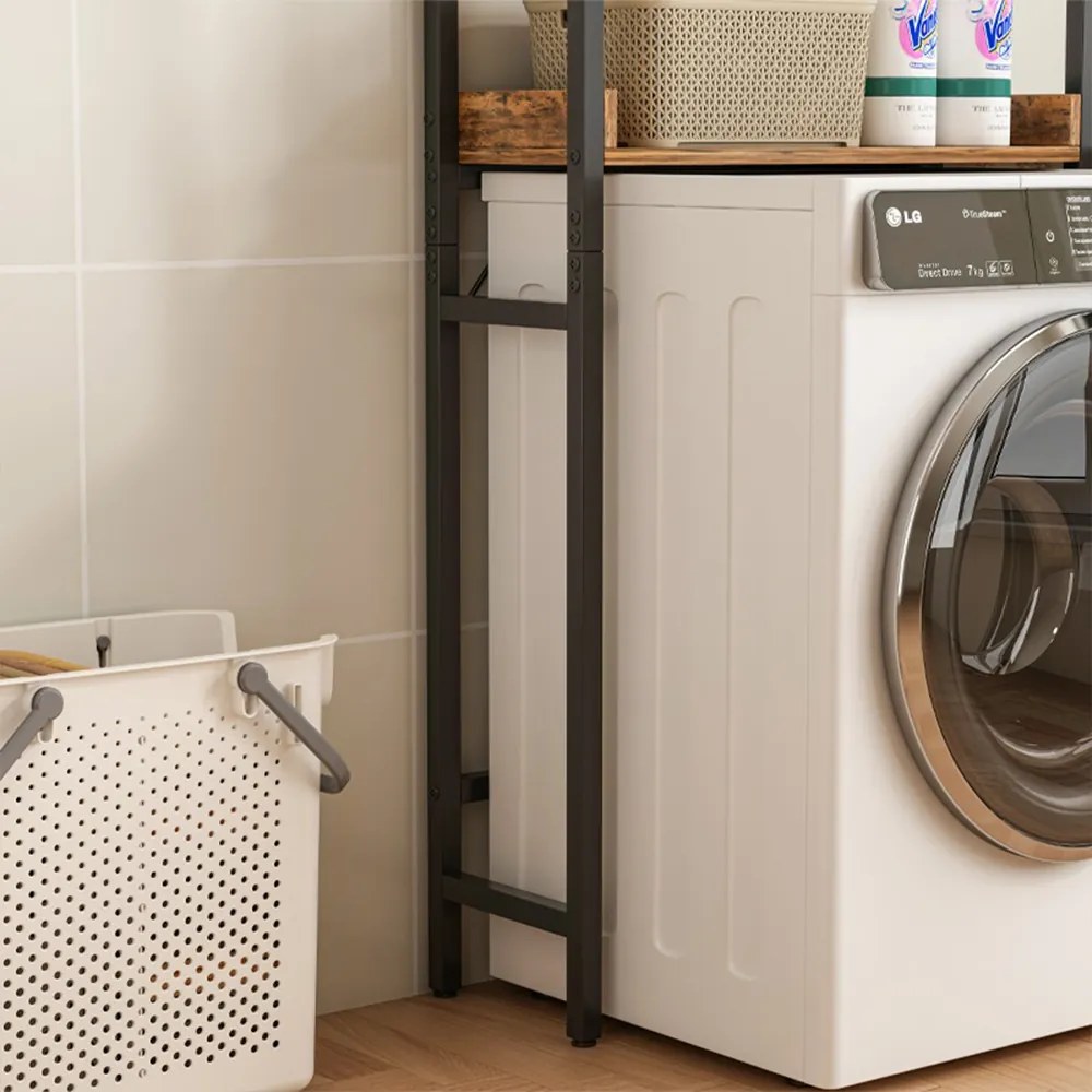 Szafka nad toaletą lub pralką – 63x165x25 cm, brązowa rustykalna, styl loftowy