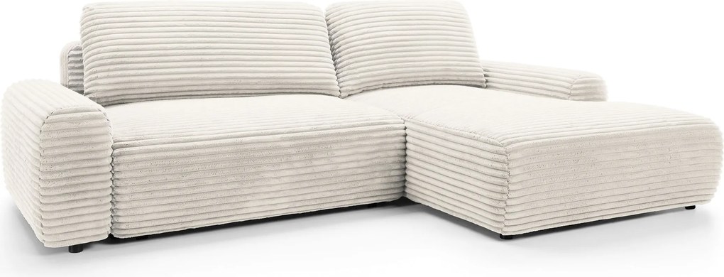 Masseno Narożnik OSSO z funkcją spania i pojemnikiem na pościel Narozniki L, Rozkładana sofa - Kremowy, AMBIENCE 01
