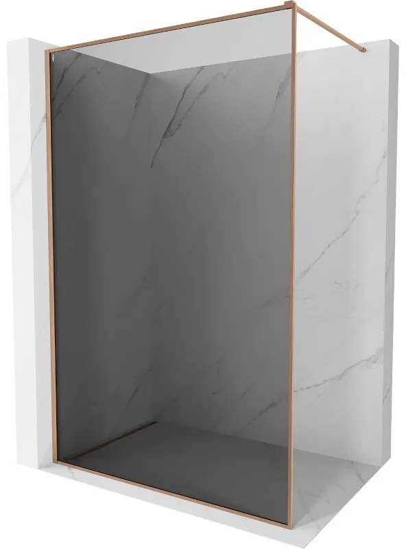 Mexen Kioto-XF ścianka prysznicowa Walk-in z ramką 80 x 202 cm, grafit 10 mm, miedź szczotkowana - 800-080-104-65-40-X