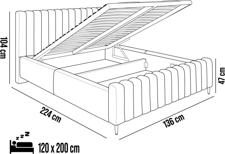 Łóżko tapicerowane Lux z pojemnikiem i zagłówkiem