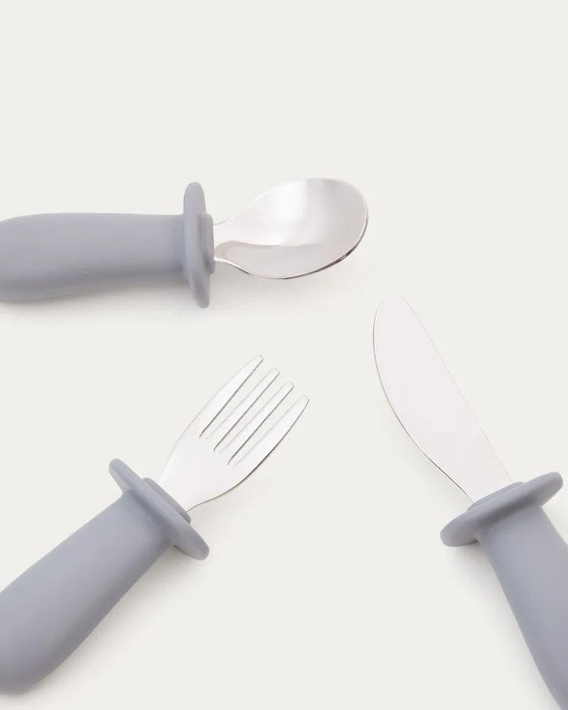Niebieskie plastikowo-silikonowe sztućce dla dzieci 3 szt. Lili – Kave Home