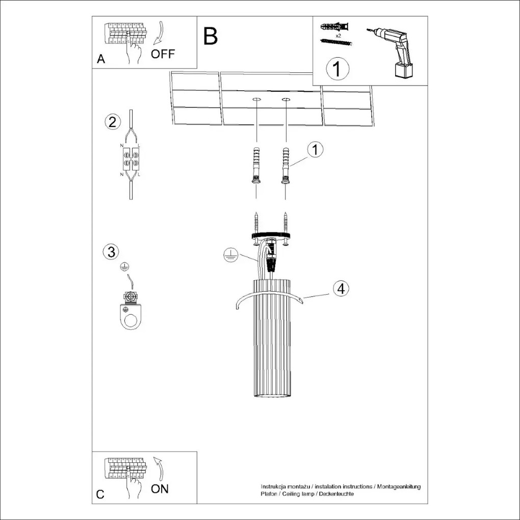 Plafon KARBON 20 beżowy ryflowany SOLLUX  LIGHTING