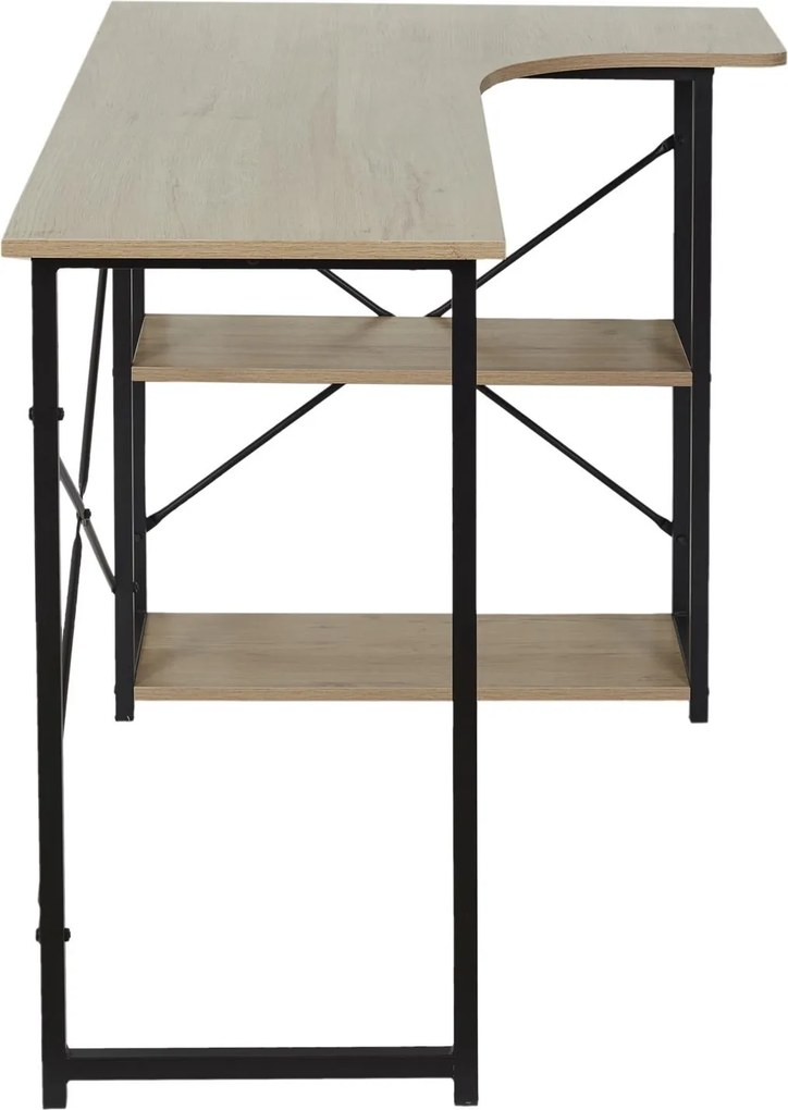 Loftowe biurko narożne z półkami Stand