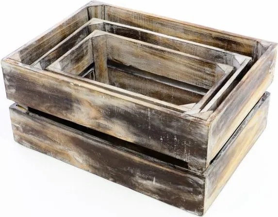 Drewniane pudełko VINTAGE DIVERO brązowe - 51 x 36 x 23 cm