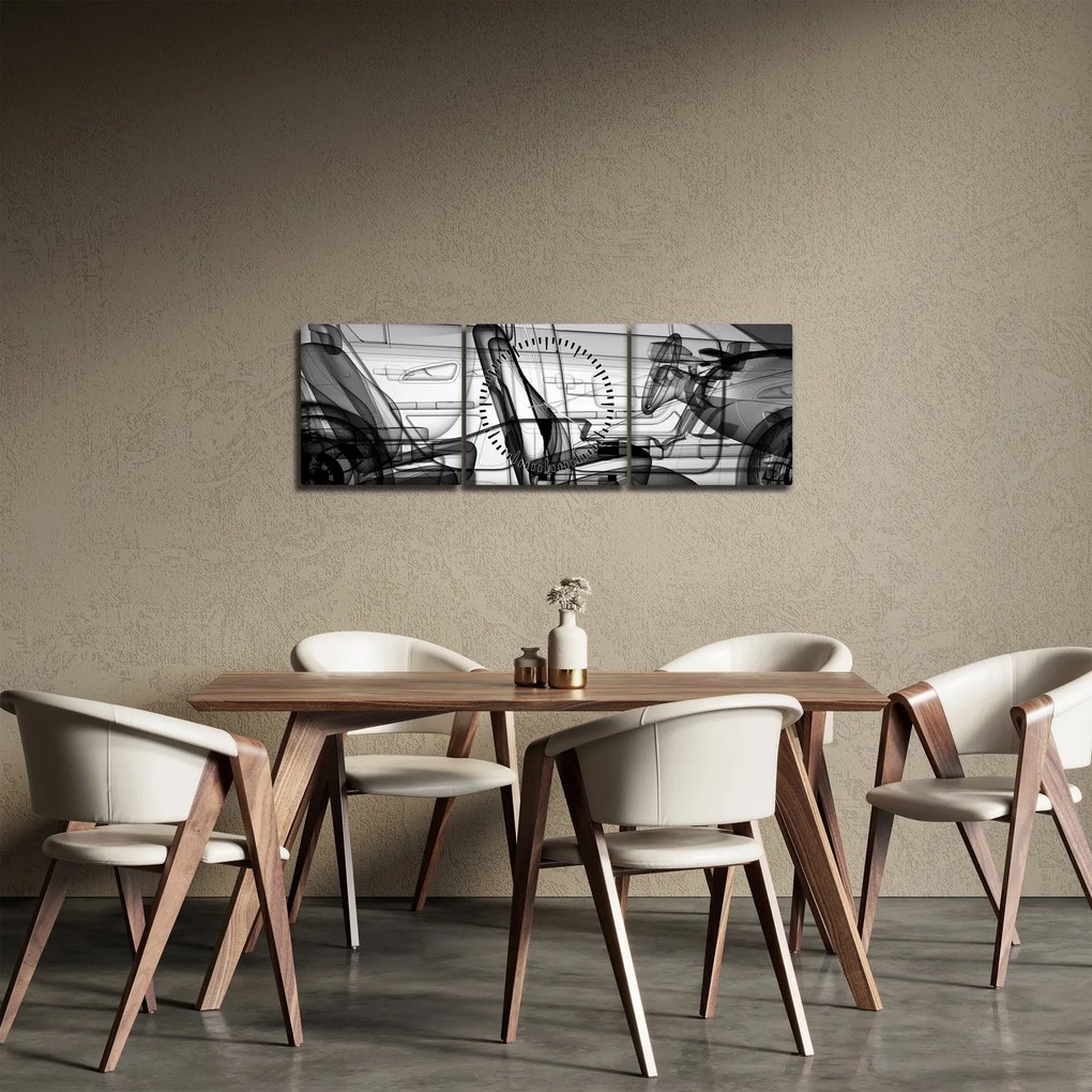Obraz - Model samochodu 3D (z zegarem) (90x30 cm)