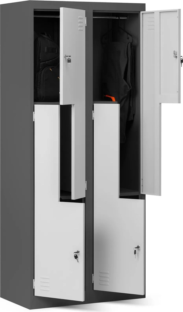 Szafa socjalna czterokomorowa Julia 80x45x185 cm antracyt/biały