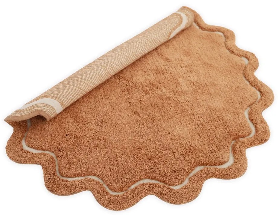 Ceglasty bawełniany okrągły dywan tkany ręcznie odpowiedni do prania ø 110 cm Sweet April Toffee – Nattiot