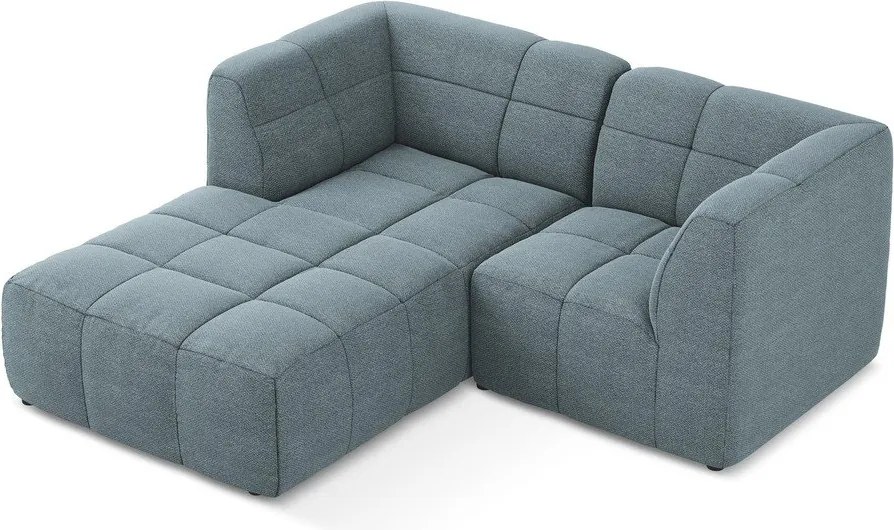 Niebieski narożnik z materiału bouclé (lewostronny/z szezlongiem) Aloha – Makamii