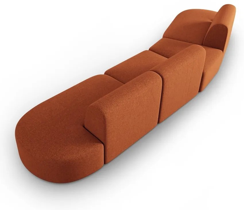 Sofa z tkaniny szenilowej lewostronna w kolorze terakoty 428 cm Paolo – Milo Casa