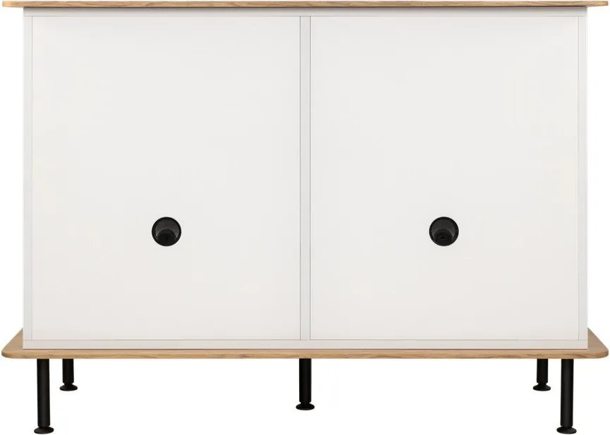 Szarobeżowa komoda w dekorze dębu z otworem na kable 120x88x50 cm Suumo – noo.ma