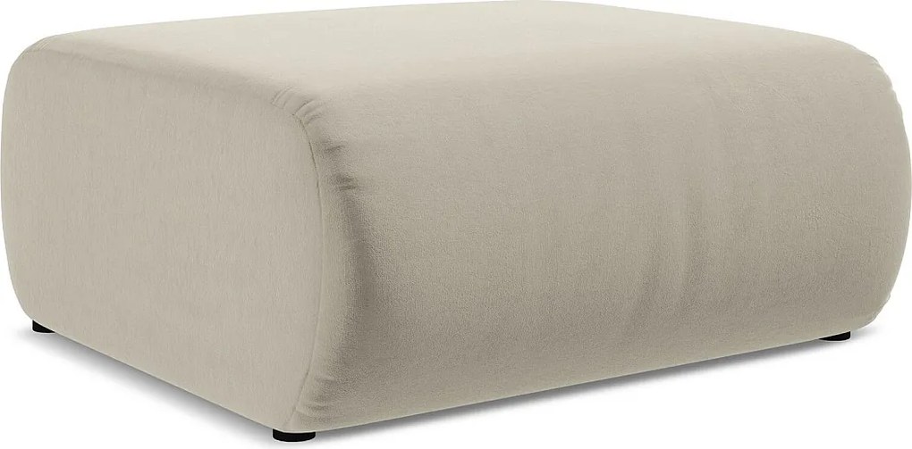 Pufa - z tkaniny welwetowej - perłowy - EKAHI