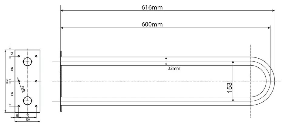 Uchwyt ścienny ze stali nierdzewnej do łazienki 62 cm Handicap U – Sapho