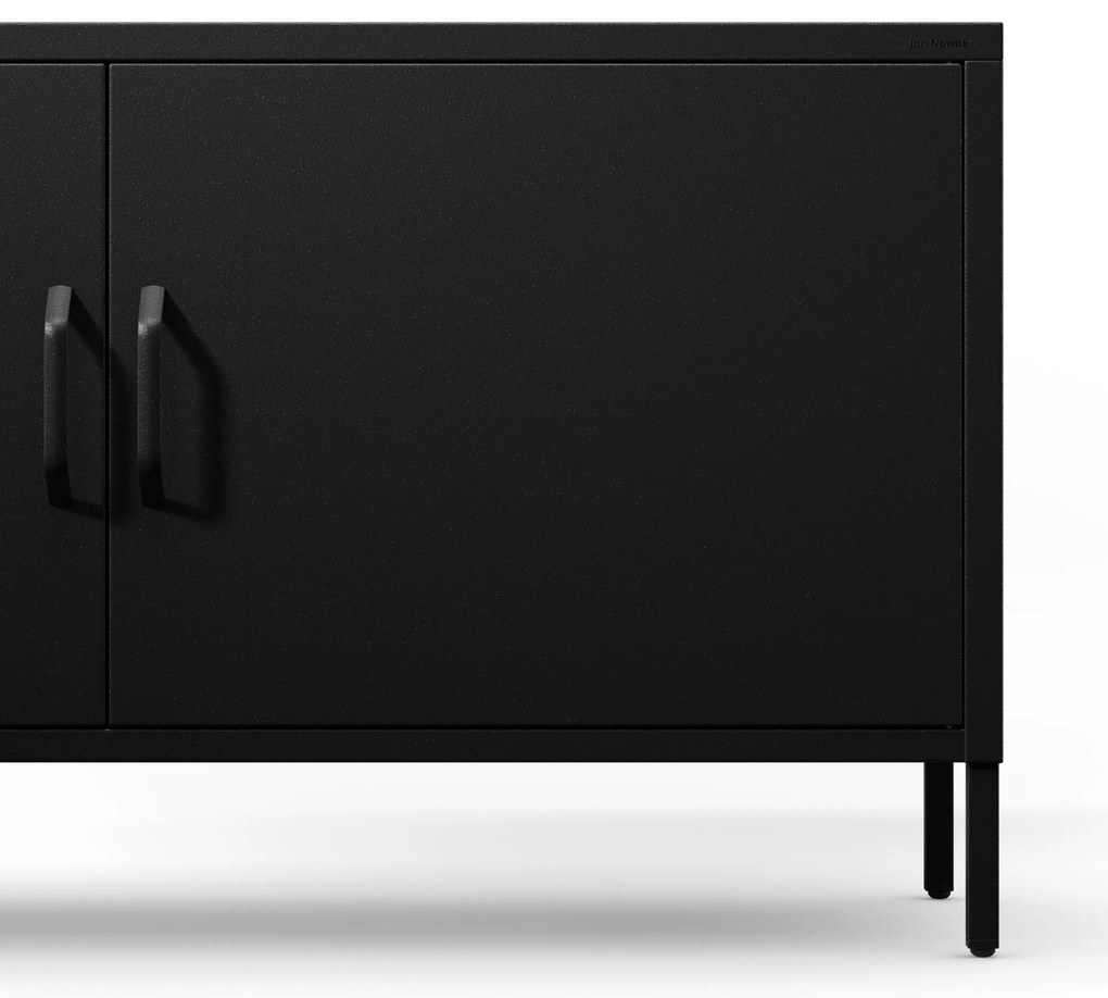 Szafka RTV metalowa na nóżkach czarna, 1150x595x400 mm: ROSA Modern