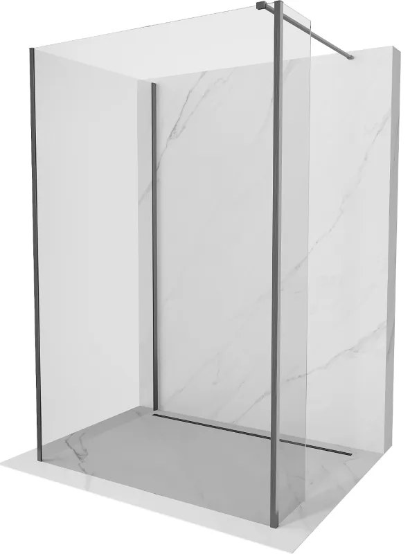 Mexen Kioto ścianka prysznicowa Walk-in 140 x 85 x 40 cm, transparent, gun gray szczotkowany - 800-140-085-221-66-00-040