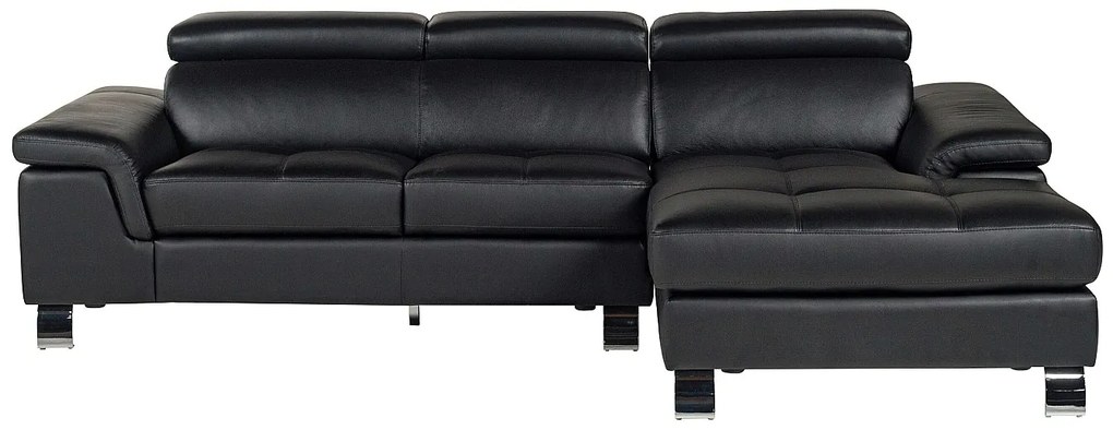 Kanapa narożna ze skóry MISHIMA - Czarny - Narożnik prawostronny